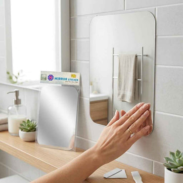Self-Adhesive Wall Mirror Stickers – Break-Resistant Acrylic-Style Mirror Tiles in Oval & Rectangle for Bathroom, Bedroom & Living Room