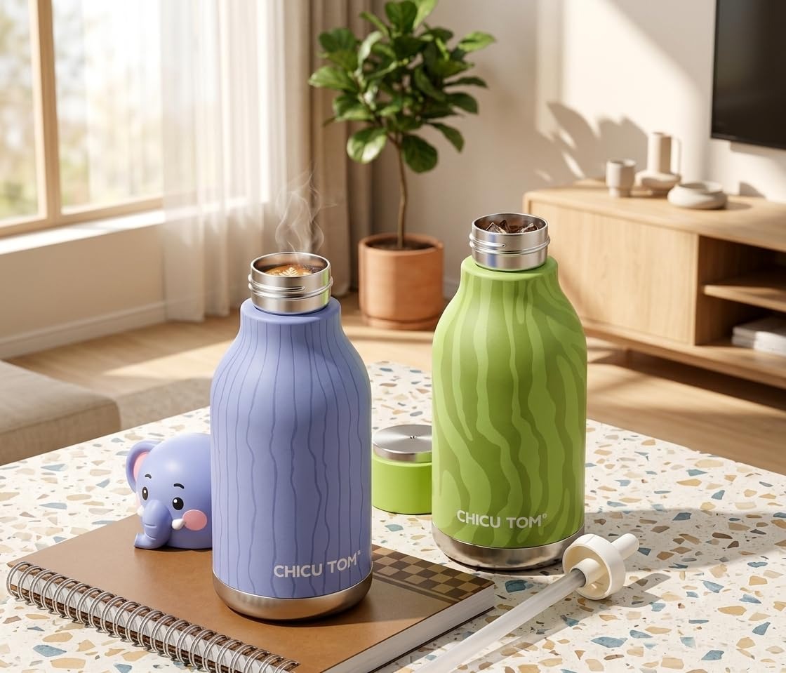ChicuTom 3D Animal Stainless Steel Water Bottle 480ML – Leak-Resistant Reusable Bottle for Kids & Adults, School, Sports & Travel