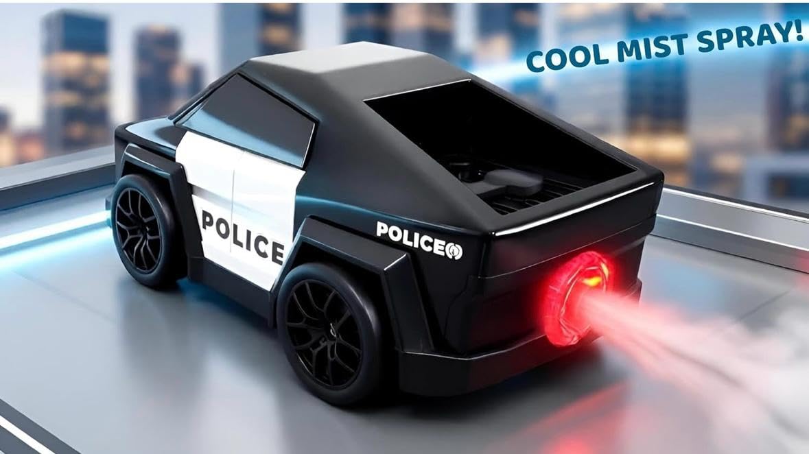 Police RC Drift Cyber Car Toy For Kids – Rechargeable Mini Drift Stunt Car with Spray Mist, LED Lights, Music, Follow & Escape Modes, 360° Spin for Boys & Girls 3+