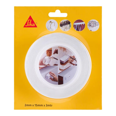 Double Sided Tape-Transparent Heavy Duty Nano Gel Mounting Tape 2mm x 15mm x 3m – Removable, Reusable & Washable, No-Drill for Glass, Wood, Marble & Plastic