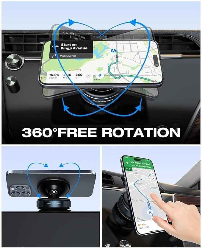 Magnetic Suction Phone Holder – 360° Adjustable Hands-Free Mount for Shower, Mirror, Gym, Car & Kitchen, No Tools Needed