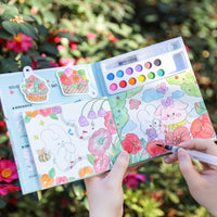 Drawing Book for Kids — Water-Activated Painting Set with Brush & 12 Watercolour Blocks for Ages 3+
