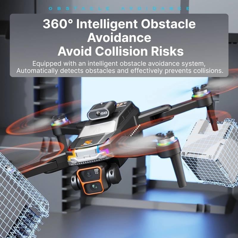 Intelligent Aerial Photography Drone JS39P – Foldable Dual Camera Drone with Obstacle Avoidance, 90° Adjustable Lens & 4K Video