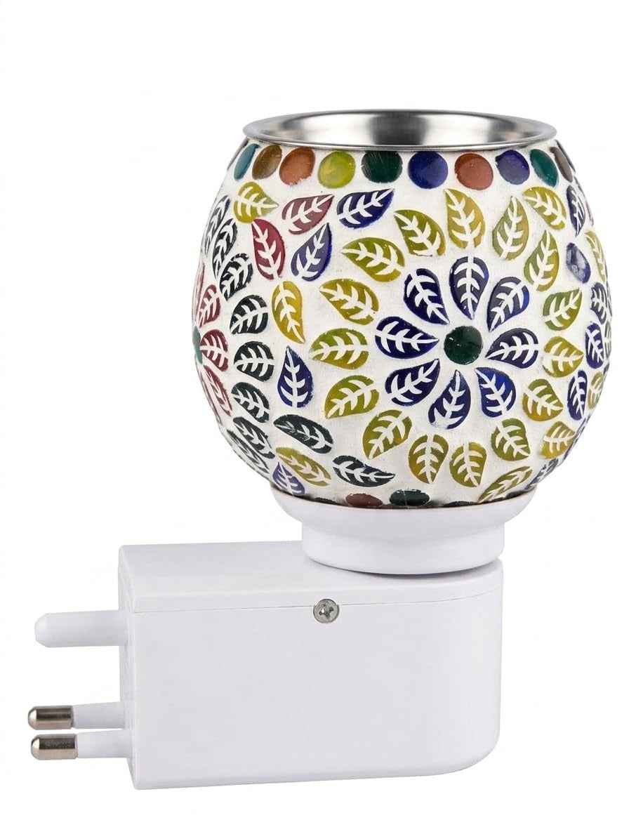 Electric Glass Mosaic Kapoor Dani – Plug-In Camphor Diffuser, Aroma Oil Burner & Night Lamp