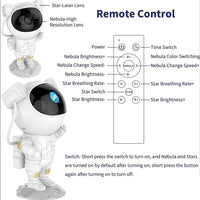 Astronaut Galaxy Light Projector 360° Rotating Star Night Light with Timer & Remote – Ceiling & Wall Décor for Bedroom, Kids Room & Parties (White)