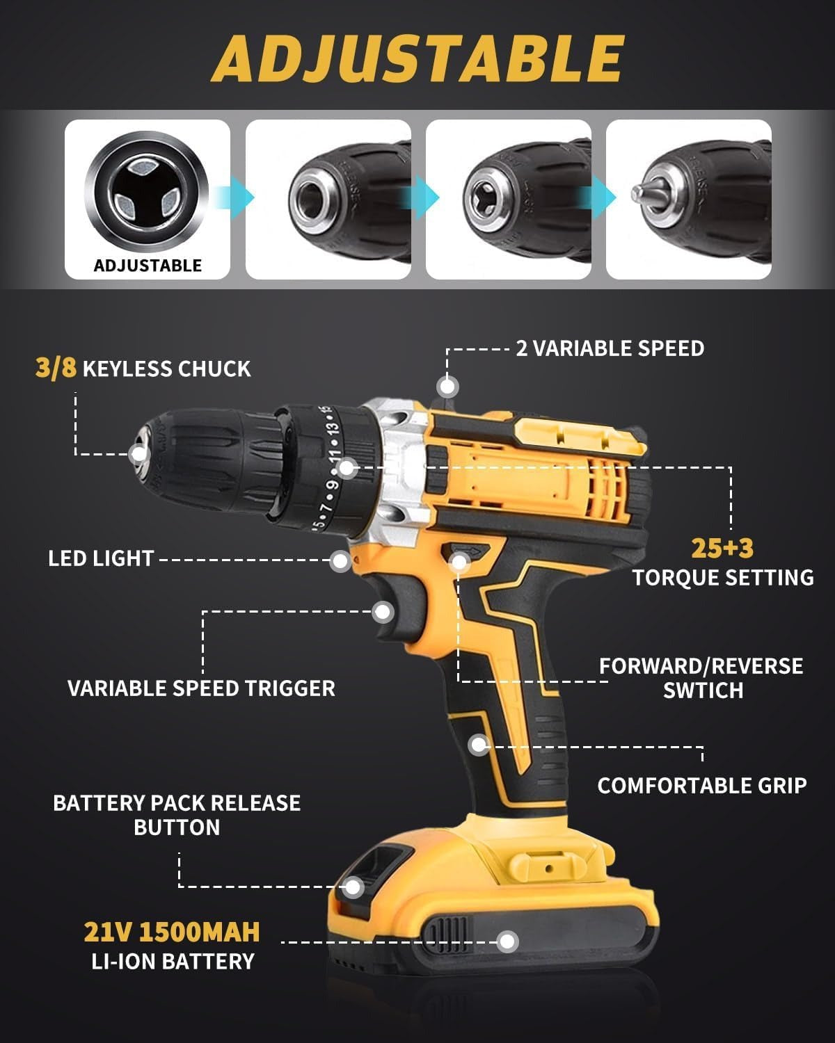 Cordless Drill Box 21V Cordless Drill & Screwdriver Set