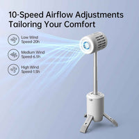Jisulife Outdoor Fan Ultra1 10-Speed Rechargeable – Foldable Camping Fan with 13,500mAh Power Bank & Flashlight
