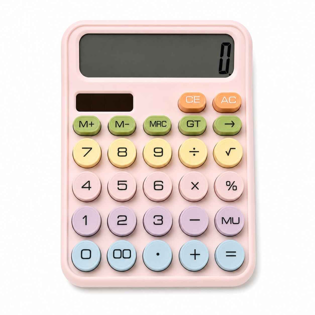 SIWRP Calculator 12-Digit Desk Calculator – Pink Colorful Design with Large Display, Easy-Press Keys & Compact Body for School, Office & Shop