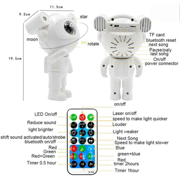 Astronaut Space Projector Lamp with Bluetooth Speaker