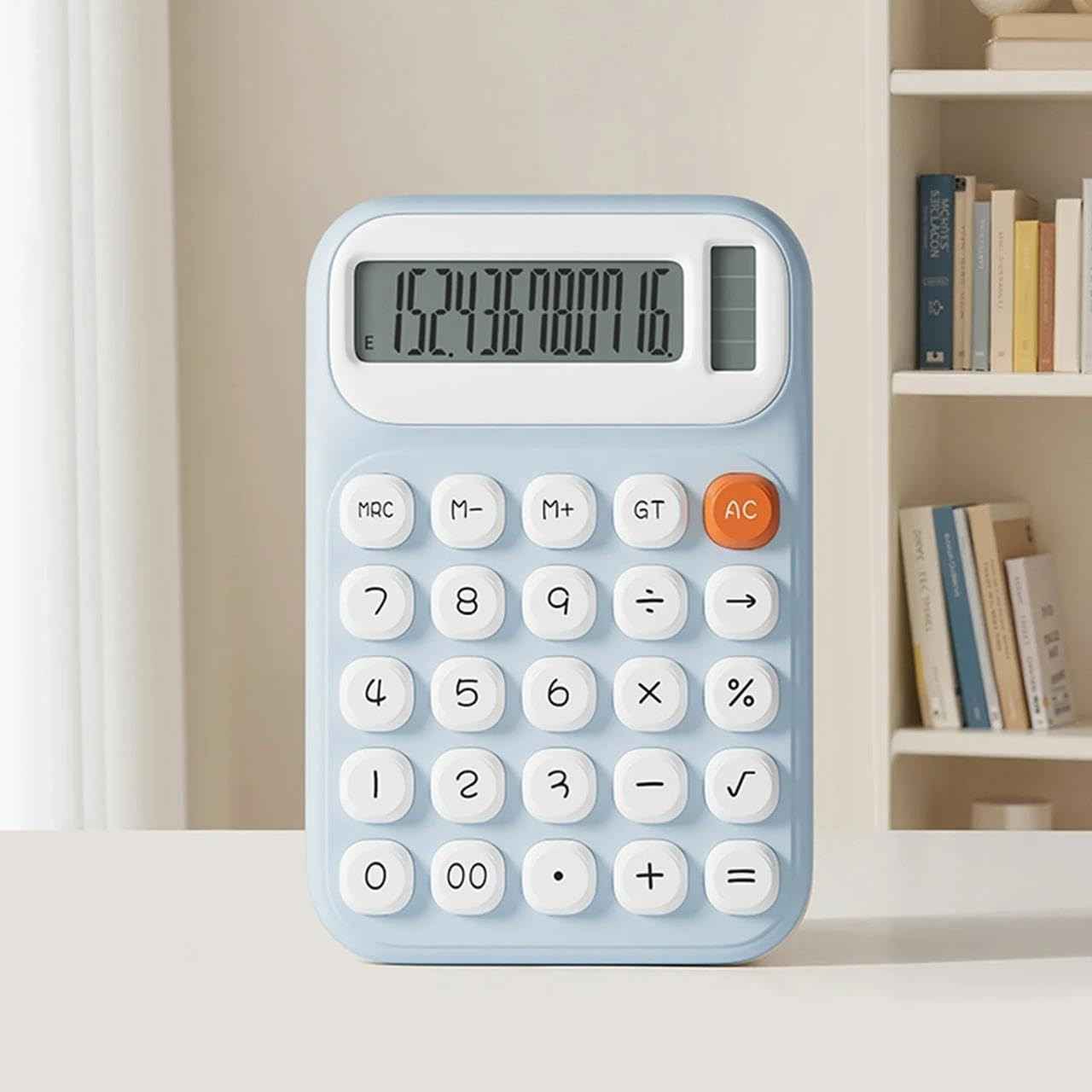 Kids Colorful Calculator 10-Digit LCD Display – Pastel Blue Aesthetic Calculator with Big Buttons, Soft-Touch Keys & Quick-Reset AC for Business, School & Home Office