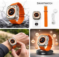 T800 Ultra Smart Watch – 1.99 Inch Bluetooth Calling Smartwatch with Heart Rate, Sleep & Sport Modes, IP67 Water Resistant (Orange Strap)
