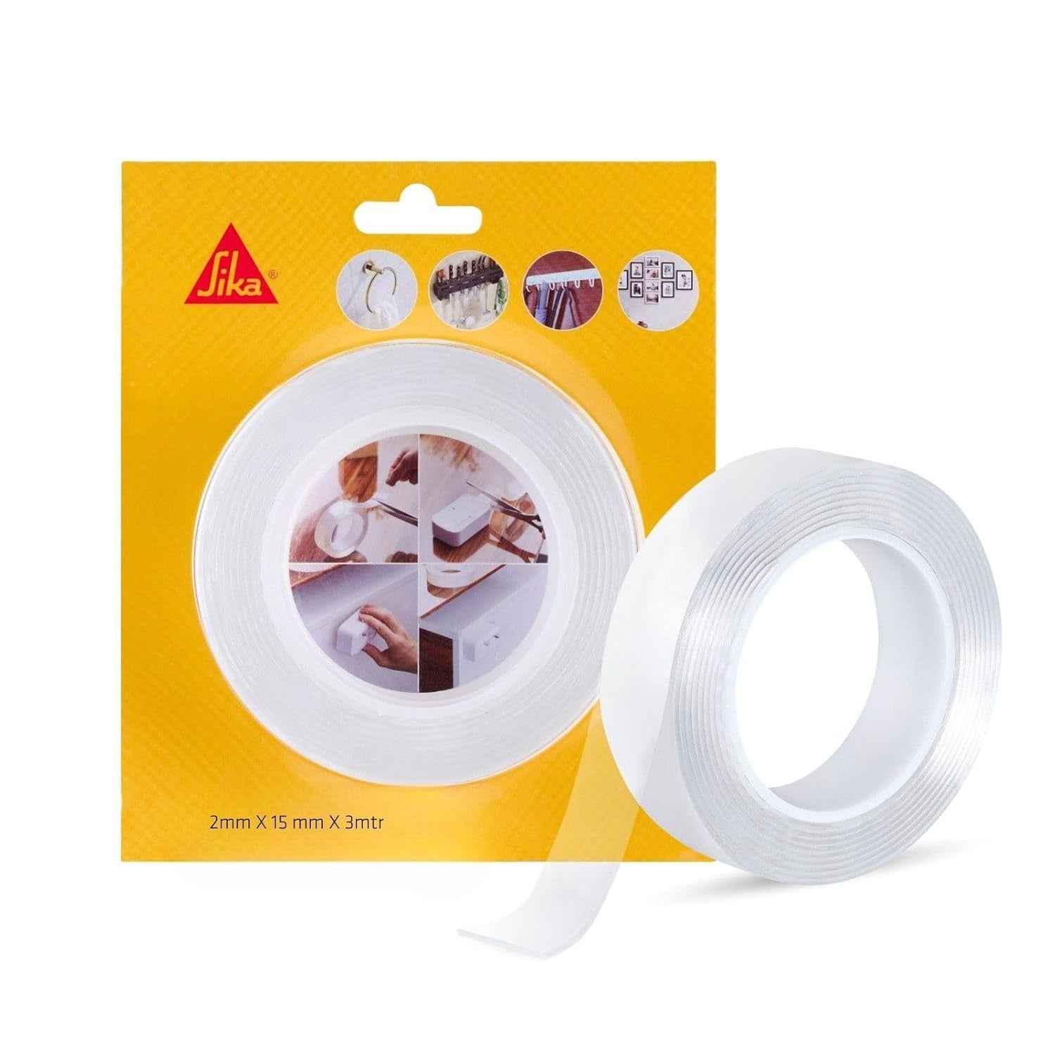 Double Sided Tape-Transparent Heavy Duty Nano Gel Mounting Tape 2mm x 15mm x 3m – Removable, Reusable & Washable, No-Drill for Glass, Wood, Marble & Plastic