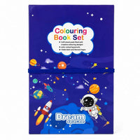 Colouring Book Set for Kids – Art Kit with 30 Colouring Sheets, 14 Scratch Art Pages, 10 Colour Pencils & Wooden Stylus for Boys & Girls 3+ (Space, Unicorn & Dino Themes)