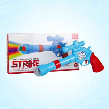 Strike Electric Gun Toy – Battery Operated 3D Projection Toy Gun with Vibrant Light & Sound Effects for Kids (Multicolour)