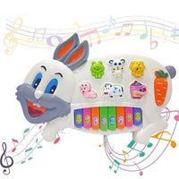 Musical Rabbit Piano Toy for Kids – 8 Colourful Big Keys Rabbit Keyboard with 3 Play Modes, Animal Sounds & Flashing Lights for Toddlers 1-5 Years