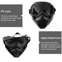 Motorcycle Face Mask For Men with Goggles – Windproof Off-Road Riding Goggles with Dust Mask, UV-Protective Lens & Adjustable Strap for Bike & Cycling