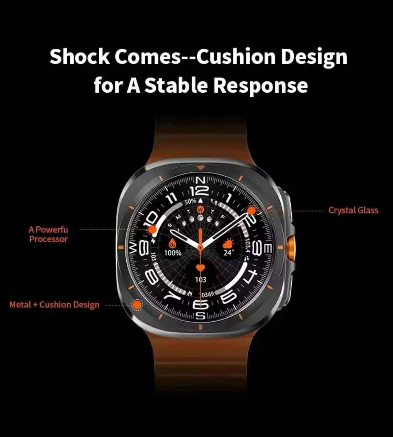 Smart Watch Ultra 1.46" HD Display – Bluetooth Calling Smartwatch with Heart Rate, Sleep & GPS Sports Tracking, 7-Day Battery (Orange)