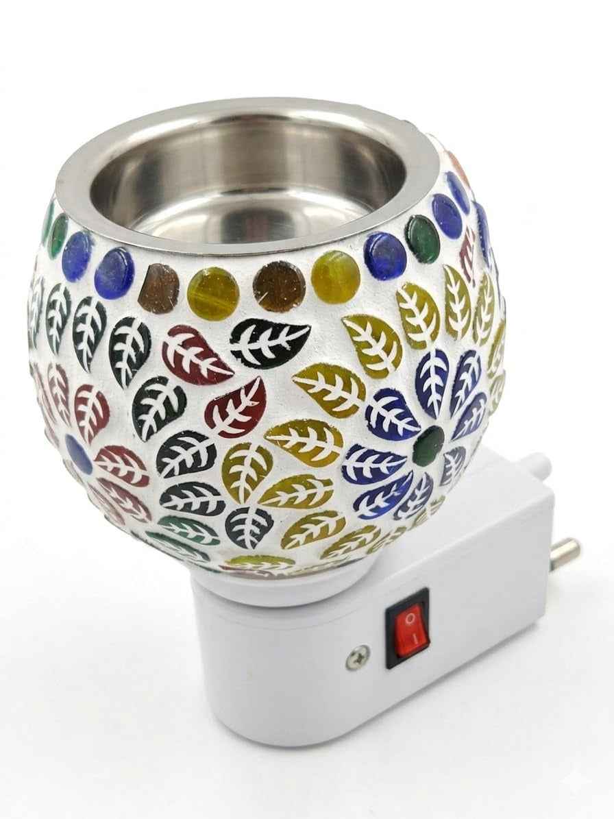 Electric Glass Mosaic Kapoor Dani – Plug-In Camphor Diffuser, Aroma Oil Burner & Night Lamp