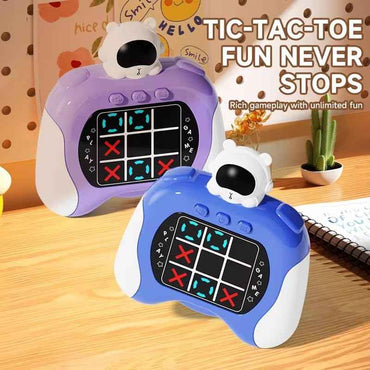 Kids Finger Game 9-in-1 Electronic Tic-Tac-Toe Handheld Console – Blue Astronaut Bear Design with Digital Display & Simple Controls for Kids on the Go