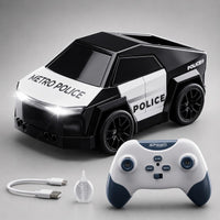 Police RC Drift Cyber Car Toy For Kids – Rechargeable Mini Drift Stunt Car with Spray Mist, LED Lights, Music, Follow & Escape Modes, 360° Spin for Boys & Girls 3+