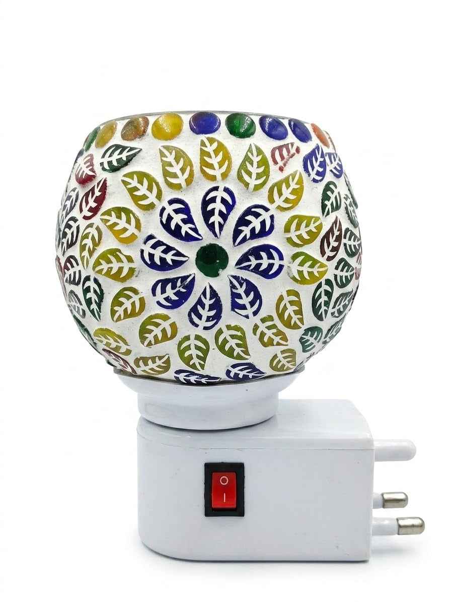 Electric Glass Mosaic Kapoor Dani – Plug-In Camphor Diffuser, Aroma Oil Burner & Night Lamp
