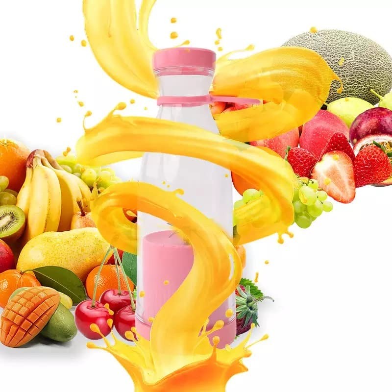 Portable Blender Bottle 350ml USB Rechargeable – Mini Juicer Cup with 4 Stainless Steel Blades, One-Touch Start & Carry Handle for Shakes, Smoothies & Juice