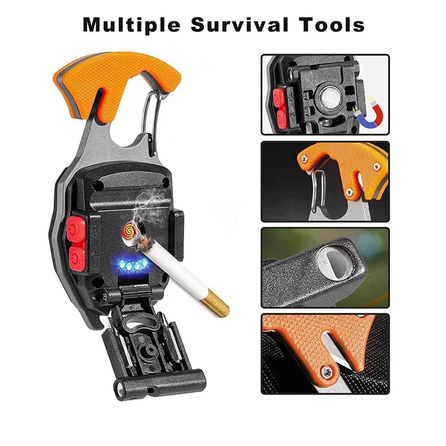 LED Key Chain Light – Rechargeable COB Mini Flashlight with 7 Modes, Magnet, Screwdriver, Bottle Opener & Seat Belt Cutter, Type-C Emergency Torch