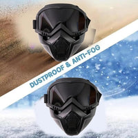 Motorcycle Face Mask For Men with Goggles – Windproof Off-Road Riding Goggles with Dust Mask, UV-Protective Lens & Adjustable Strap for Bike & Cycling