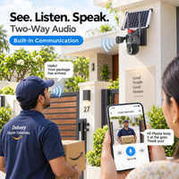 Ai Solar Camera 3in1 – 5MP Triple Lens 4G SIM Outdoor Security Camera with 360° Pan, Colour Night Vision & AI Human Detection (Black)