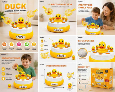 Duck Rotating Game for Kids – Interactive Duck Catching Game with 2 Nets, Rotating Pond & Mini Duck Figures for Family Fun & Hand-Eye Coordination