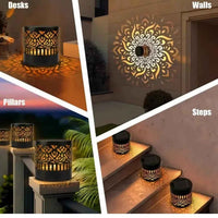 Solar Atmosphere Wall Lamp – Mandala Outdoor Solar Light with USB Cable, 1200mAh & Auto Dusk Glow for Garden, Fence & Deck (Black)