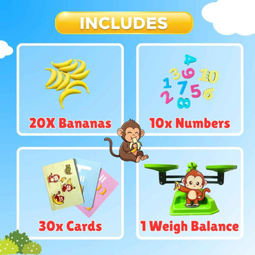 Weigh N Play The Math Balancing Game Monkey - 5+ Age | Hands-On Learning Toy with Weight Scale, Number Cards & 20 Bananas