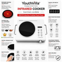 Infrared Cooker – Portable Electric Ceramic Hot Plate with Touch Control & Adjustable Heat for Kitchen, Office, Hostel & Travel