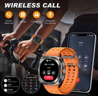 Smart Watch Ultra 1.46" HD Display – Bluetooth Calling Smartwatch with Heart Rate, Sleep & GPS Sports Tracking, 7-Day Battery (Orange)