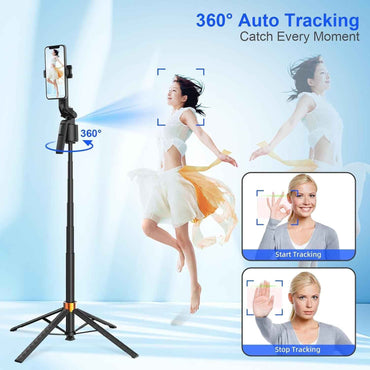 Q13 Auto Face-Tracking Phone Tripod – 360° Rotating Selfie Stick Tripod with Gesture Control, No App Needed, for iPhone & Android