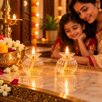 Modak Shape Diya, Diwali Decoration for Home – Transparent Borosilicate Glass Oil Diya