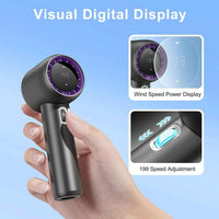 Handheld High-Speed Fan F1 – 3500mAh Rechargeable Mini Fan with Digital Display for Travel & Outdoor