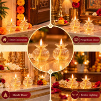 Modak Shape Diya, Diwali Decoration for Home – Transparent Borosilicate Glass Oil Diya