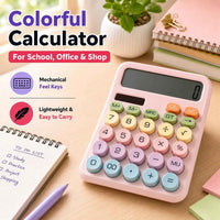 SIWRP Calculator 12-Digit Desk Calculator – Pink Colorful Design with Large Display, Easy-Press Keys & Compact Body for School, Office & Shop