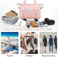 Foldable Travel Bag with Wheels – Expandable Duffle Bag with Smooth-Rolling Wheels, Zipper Closure & Adjustable Shoulder Strap, Water-Resistant Travel Duffel