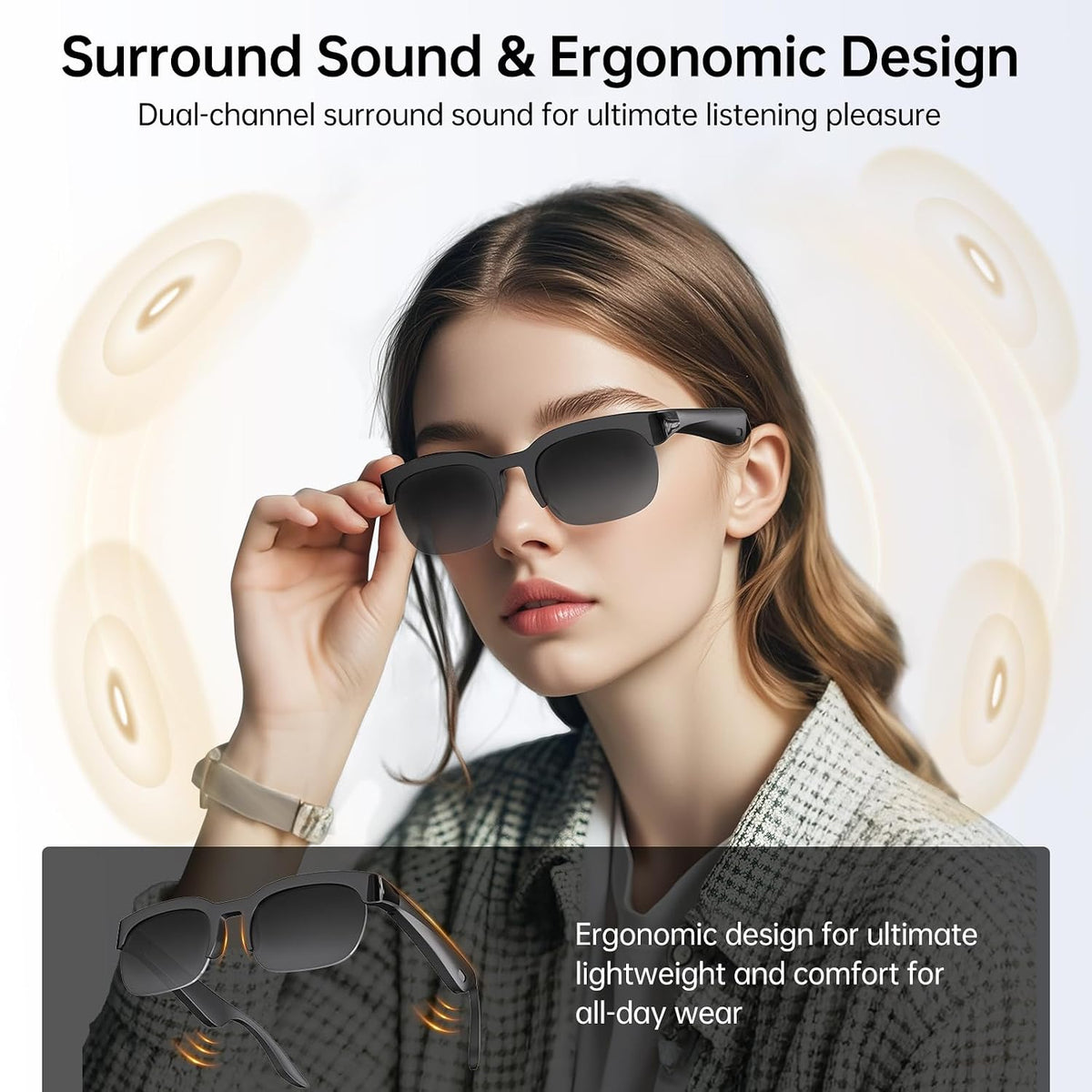 Smart Glasses – Bluetooth 6.0 Music Sunglasses with Hands-Free Calls & UV400 for Men & Women