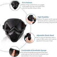 Motorcycle Face Mask For Men with Goggles – Windproof Off-Road Riding Goggles with Dust Mask, UV-Protective Lens & Adjustable Strap for Bike & Cycling