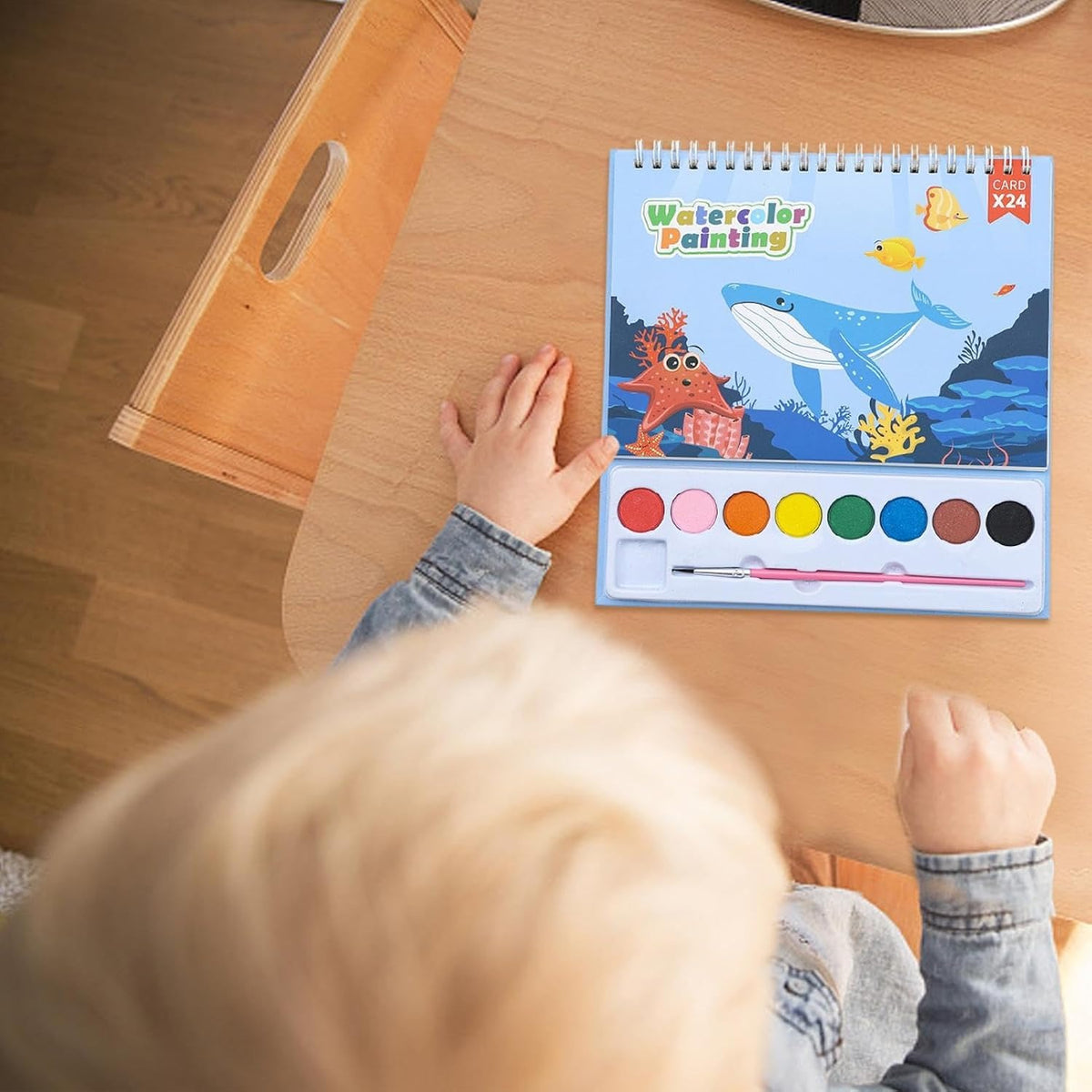 Paint With Water Books For Kids – 24-Page Water Painting Book with Brush & Palette for Creative Play, Birthday & Return Gifts
