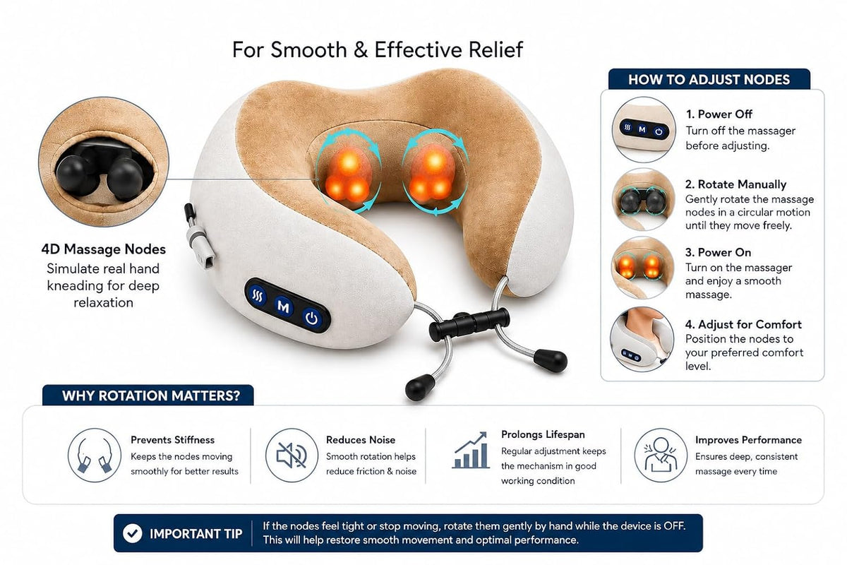 Neck Massage Pillow Cordless & Rechargeable – Shiatsu Neck & Shoulder Massager with Heat, 4 Deep-Kneading Nodes & 15-Min Auto Shut-Off for Home, Office, Car & Travel
