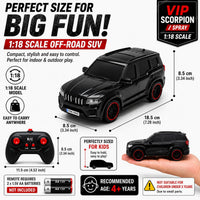 Remote Control Scorpio N Car – Spray, Lights and Music | 1:18 Scale 2.4GHz RC SUV with Police Siren & Rechargeable Battery for Kids 4+