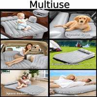Car Inflatable Bed Mattress 130 × 80 cm – Portable Back Seat Air Bed with 12V Electric Pump & 2 Air Pillows for Travel, Camping & Road Trips (Silver)
