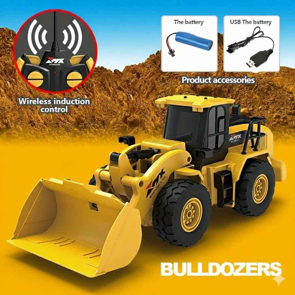 Remote Control Bulldozer – 6-Channel Rechargeable RC Construction Truck with Lights & Sound (1:24 Scale)