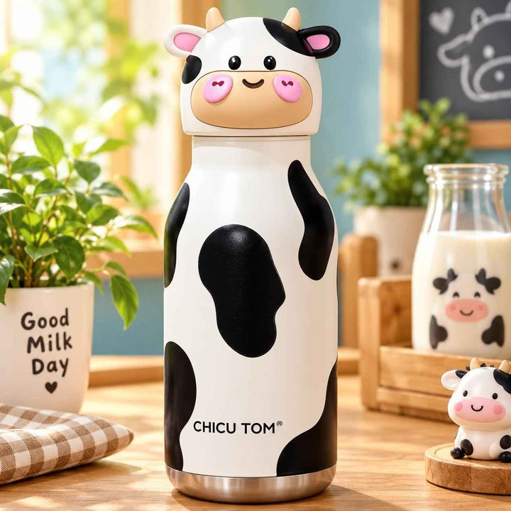 ChicuTom 3D Animal Stainless Steel Water Bottle 480ML – Leak-Resistant Reusable Bottle for Kids & Adults, School, Sports & Travel