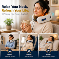 Neck Massage Pillow Cordless & Rechargeable – Shiatsu Neck & Shoulder Massager with Heat, 4 Deep-Kneading Nodes & 15-Min Auto Shut-Off for Home, Office, Car & Travel