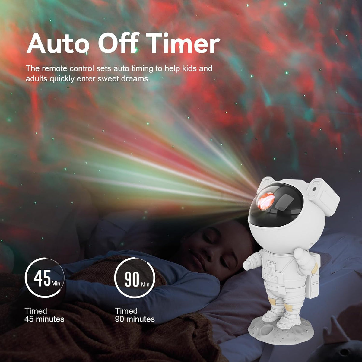 Astronaut Galaxy Light Projector 360° Rotating Star Night Light with Timer & Remote – Ceiling & Wall Décor for Bedroom, Kids Room & Parties (White)